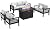 LayinSun Aluminum Furniture Set with Fire Pit Table, 5 Pieces Patio Sectional Conversation Chat Sofa Modern Seating Set