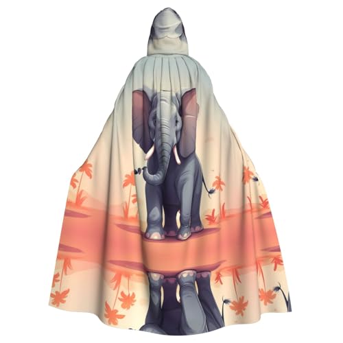 Cape à capuche éléphant adulte longue et imprimée pour homme et femme