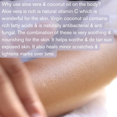 Image of The Nature Mill Aloe Vera Coconut Soothing Body Lotion. All Natural, No Cream Base, Soothes & De-Tans Skin, Multi-Use: Body, Hand, Foot, Deo. Coconut, 100g