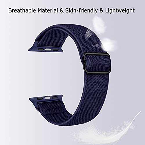 Tasikar Sport Solo Loop Compatible with Apple Watch Band 38mm 40mm 41mm 42mm(Series 10/11), Elastic Braided Nylon Replacement Bands, for iWatch SE Series 11 10 9 8 7 6 5 4 3 2 1 1-Dark Blue by Tasikar - Used condition - Image 3