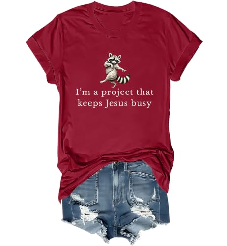 I'm A Project That Keeps Jesus Busy Shirt Funny Christian Raccoon Shirt