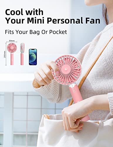 Image of UN1QUE Mini Portable Fan Battery Operated, 6 Inch Powerful USB Table Fan, 3 Speed Quiet Rechargeable Fan with Less Vibration, 720 Rotate Personal Mini Fan for Home Office Stroller Camping