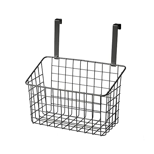 Cesta colgante con rejilla negra de metal de 26x17x28 cm -