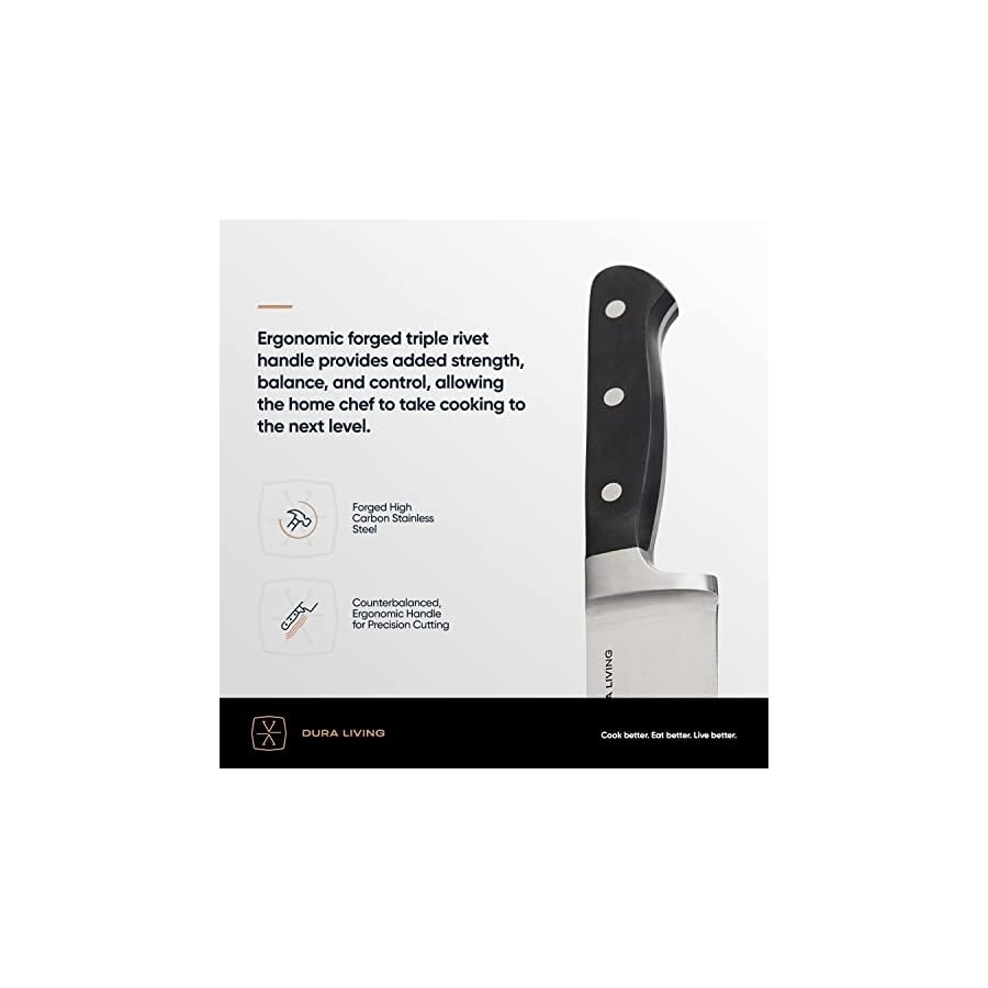 3-Piece-Kitchen-Knife-Set--Ultra-Sharp-Forged-High-Carbon-Stainless-Steel-Includes-8-Chef-5-Utility-35-Paring-Knives-Ergonomic-Handles-Professional-Starter-Set-Black DURA LIVING 3-Piece Kitchen Knife Set – Ultra-Sharp Forged High Carbon Stainless Steel, Includes 8" Chef, 5" Utility, 3.5" Paring Knives, Ergonomic Handles, Professional Starter Set, Black