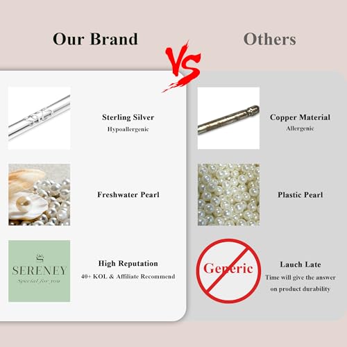 Sereney Sterling Silver Pearl Earrings for Women, Pearl Dangle Earrings for Bride as Wedding Earrings Freshwater Pearl Drop Jewelry as Bridesmaid Earrings Pearl Jewelry as Birthday Gifts4