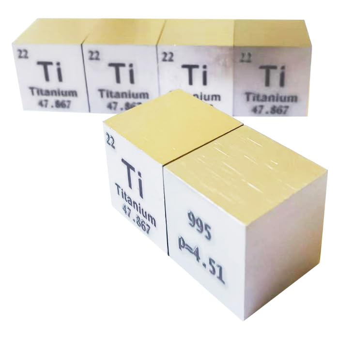 Image of Generic 99.6% High-Purity Titanium Cube, 10mm, 25.4mm, 38.1mm, Lightweight Metal Cube for Sample, Element Collection, Processing, Teaching, Industrial Use