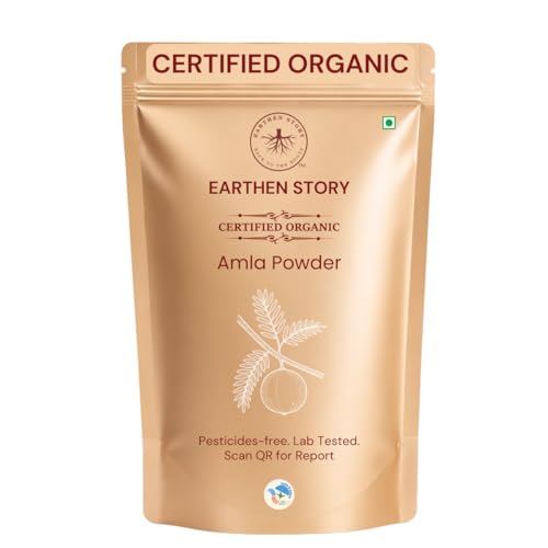 Image of Earthen Story Certified Organic Amla Powder (200g) | Lab Tested for 270+ Pesticides | Indian Gooseberry (Nellikkai) Whole Fruit Powder for Immunity, Hair & Skin | Vitamin C Superfood