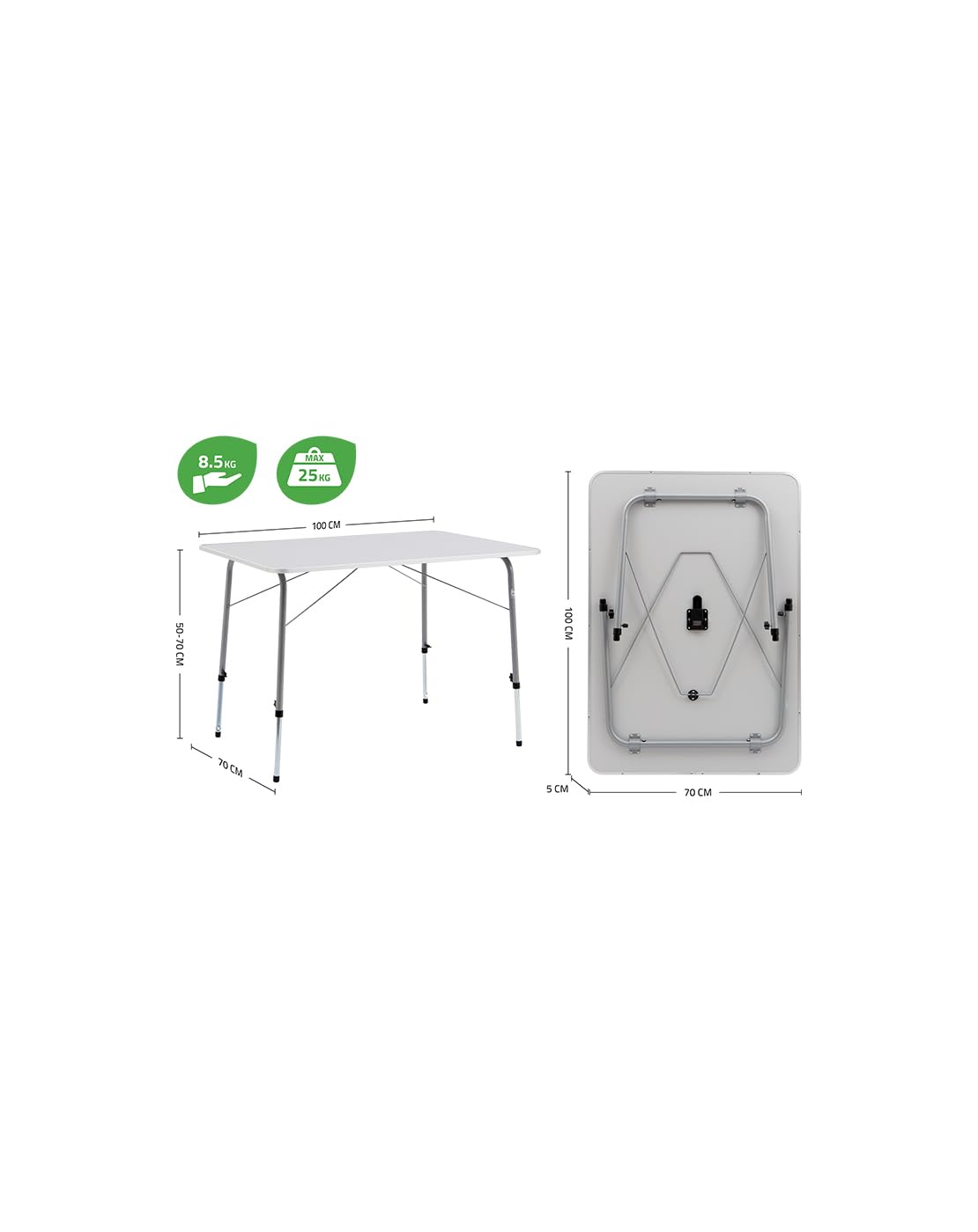 Bo-Camp Camping tafel - Hoogte verstelbaar