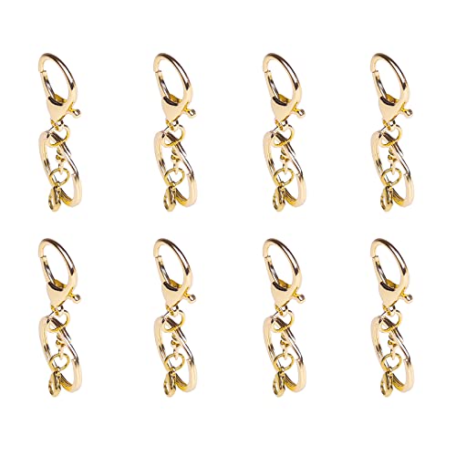 20sets Golden Lobster Claw Clasps Hook with Flat Split Keychain Ring with Swivel Trigger Clip with Little Lobster Clasp for DIY Craft Jewelry Making - Thumbnail 7