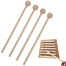 Wood mallets percussion sticks: Made of high quality wood, solid and durable, light texture, light wood grain, corrosion resistant and not easy to break. The surface has no color, no wax, non-toxic and tasteless, safe to use. Percussion sticks: The e...
