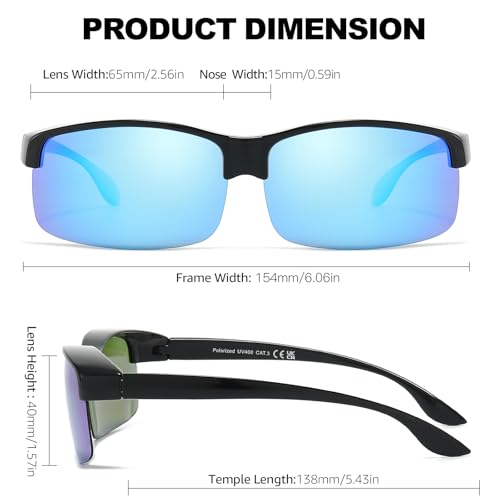 Image of Trysee Polarized Fit Over Glasses Sunglasses for Men Women with Semi Rimless Frame & UV Protection Lenses TS1218M