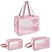Youery 3 in 1 sacchetti di trucco Clear Borsa da Viaggio,Cosmetici Trousse Trasparente,Toiletry Bag,Beauty Case da Viaggio,Borsa da Trucco per Donna Impermeabile Doccia Wash Bags Organizer con Zip