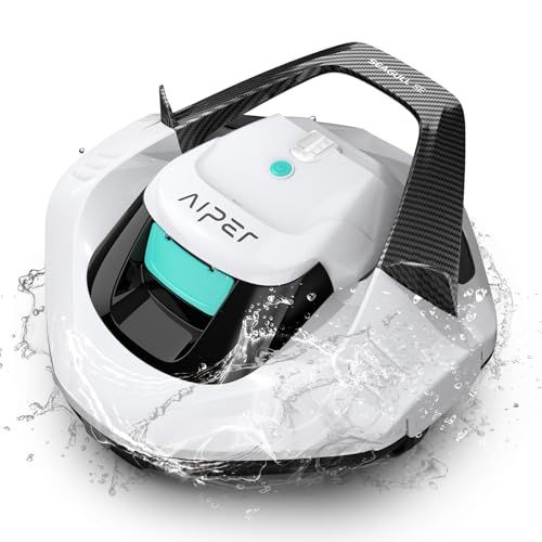 Image of (2026 Upgrade) AIPER Seagull SE Cordless Robotic Pool Cleaner with 100 Mins Runtime, Powerful 1320GPH Suction,Smart Self-Parking, Pool Vacuum for Above Ground Pools up to 860 Sq.ft, Snow White & Cyan
