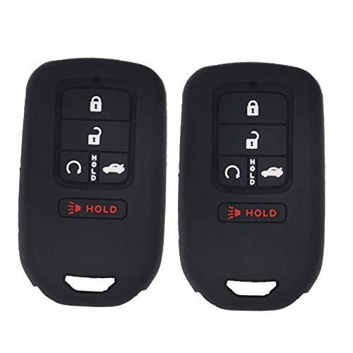 LemSa 2 Pack 5 Buttons Soft Silicone Car Key Fob Cover Case Protector Holder for Honda Civic Accord Pilot CR-V Pilot EX EX-L 2019 2018 2017 2016 2015 A2C81642600,5 Buttons Smart Key Black