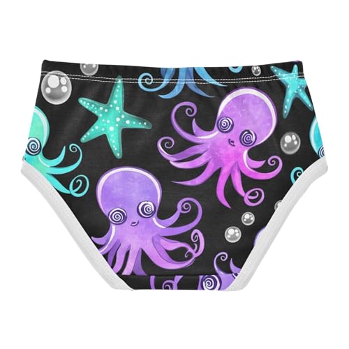 Purple Blue Octopuses Black Girl Panties Cute Toddler Underwear Custom Cotton Funny Kids Briefs Undies 2t2