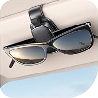 Chfeila Brillenhalter für Auto, 2026 Upgrade 360° Drehbarer Einhandbedienung Magnetischer Sonnenbrillenhalter, Universaler Leder Sonnenblende Clip, Auto Gadgets Zubehör Innenraum (Schwarz)