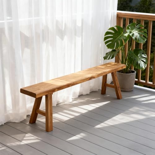 Banco Estrecho De Madera Para Entrada, Banco Rústico De Madera Dura, Asiento Robusto 100% Natural De Olmo Con Capacidad De 300 Kg, Taburete Decorativo Para Dormitorio, Silla De Cocina/Cena(50cm)