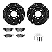 Dynamic Friction Company Rear Brake Rotors-Drilled and Slotted-Black with 5000 Euro Ceramic Brake Pads includes Hardware 8612-31065
