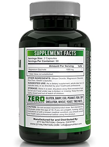 Magnesium Glycinate, 1000Mg Chelated Maximum Strength, Non-Gmo, Free Of Gluten, Dairy & Soy, Promotes Restful Sleep & Relaxation, Supports Muscle, Bone, Joint, Brain & Heart Health, Relieves Stress #TOP1