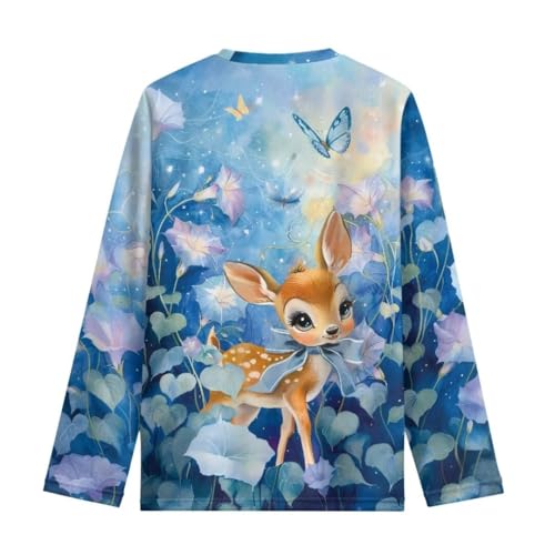 Image of Long Sleeve Shirts for Girls Winter Tops 3-16t Cartoon T Shirts for Fall Clothes