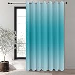 Hiseng Outdoor Curtains Waterproof 1 Panel Gradient colour Pergola Curtains Eyelet Top Blackout Curtain Thick Privacy Thermal Insulated Sunshade Curtains for Garden (52x63in,Light Blue)