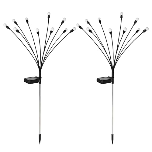 PATIOPIA Solar Lights Outdoor Garden, 20 LED Firefly Outdoor Garden Lights Waterproof, Solar Powered Swaying Light for Pathway, Yard, Patio Decoration (2 Pack,Warm White)