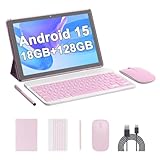 COOPERS Tablet Android 15, tablet de 10 polegadas, 18 GB de RAM + 128 GB de ROM, 2 TB expansível, processador quad-core de 2,0 GHz, WiFi 6 BT 5.0, câmeras duplas, tablets 2 em 1 com capa de teclado