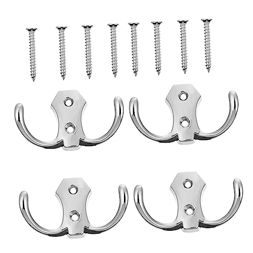 Holibanna Ganchos De Pared De Aleación De Zinc De Percheros Doble Para Sombreros y Ropa Color Plateado Ganchos Resistentes Para Decoración De Muebles