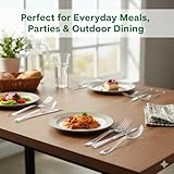 150 Pcs Reusable Plastic Cutlery Set (50 Forks, 50 Spoons, 50 Knives) Heavy Duty Washable Clear Mix Party Cutlery – Premium Quality Reusable Tableware for Picnics Camping Weddings & Everyday Use - Image 7