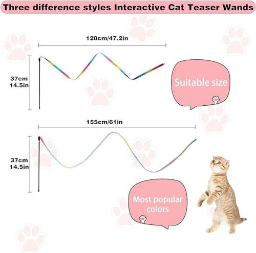 image for M JJYPET Cat Wand Toys Interactive Kitten Toys for Indoor Cats Colorfu