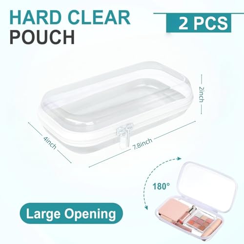 Image of 7.8x4 inch Thickened Clear Hard Shell Zipper Case，Professional-Grade Plastic Clear Zipper Pencil Case, Toiletry Pouch, Travel Organizer, Cosmetic Bag, Toy Storage Bins (1PCS-M)