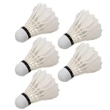 MOPFOL 5PCS Faux Feather Badminton Shuttlecocks – White Professional Flying Stable Badminton Balls for Indoor and Outdoor Games Activity Training