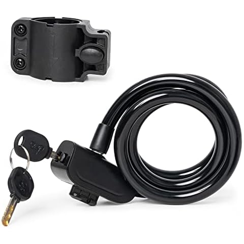 Olywan Cable Anti Theft Bike Lock with Key 1.2M/4FT Safety Steel Locks with Mounting Bracket for Mountain Bicycle Motorbike Garage Fence Gate Cover