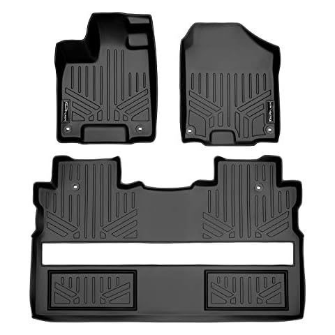 SMARTLINER Custom Fit Floor Mats 2 Row Liner Set Black Compatible with 2017-2024 Honda Ridgeline Crew Cab - All Models Cover