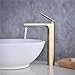 Vessel Sink Faucet Brushed Gold，Bathroom Faucet for Sink 1 Hole ，Tall Bathroom Faucet Single Handle Brass Vanity Faucet, Beelee BL6682BGH