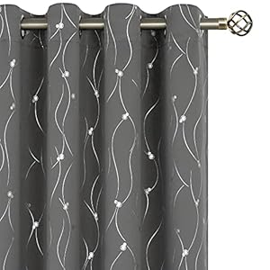 BGment Blackout Curtains for Bedroom/Living Room 84 Inch Length 2 Panels Set, Room Darkening Thermal Insulated Grommet Window Drapes with Line and Dots Pattern, Each Panel 52 x 84 Inch, Dark Grey