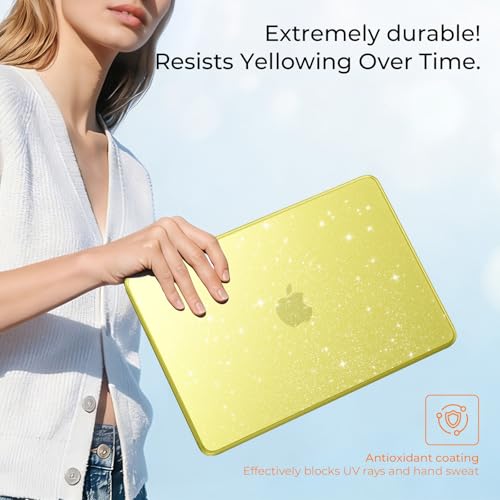 Image of EooCoo Compatible with Apple 2026 MacBook Neo Case 13 inch Mac Laptop A3404 with A18 Pro Chip & 13 inch Liquid Retina Display, Sparkly Transparent Hard Shell, Plastic Snap-on Cover, Glitter Crystal Citrus
