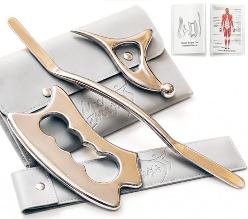 3-in-1 Muscle Scraper Tool Set - Stainless Steel Gua Sha & IASTM Tools for Myofascial Release & Muscle Recovery- Physical Therapy Fascia Scraper | Scraping Kit for Soft/Deep Tissue, Muscle Relief