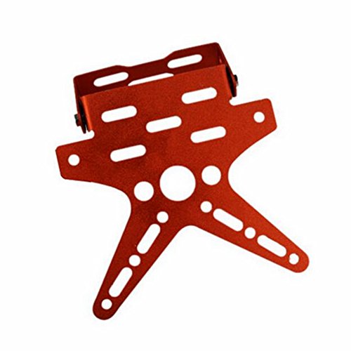 PolarLander réglable Motocyclette Black Registration Support de Plaque d'immatriculation Universal Red Cover