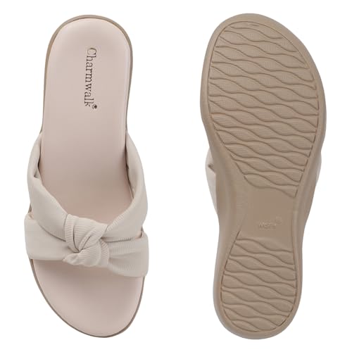 Image of Women's Wedge Slip-On Sandals with Knot Strap | Comfortable Casual Platform Slippers for Girls & Women