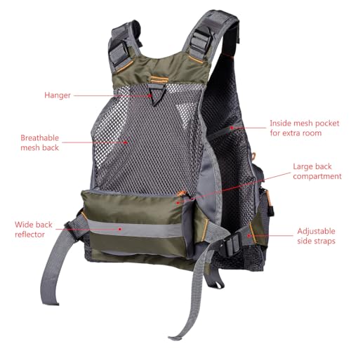 Image of BASSDASH Strap Fishing Vest Adjustable for Men and Women, for Fly Bass Fishing and Outdoor Activities