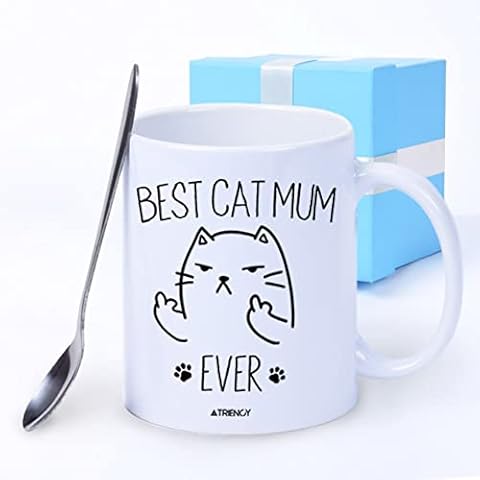 TRIENCY Best Cat Mum Ever Coffee Mug |Mother's Day Gifts| Gift for Mummy from Daughter, Son | Mum Cats Mugs for Mothers on her Birthday, Christmas| Novelty White Ceramic 330ml Teacup Present for Women Cover