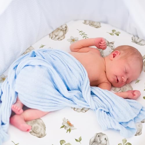 Image of Bassinet Sheets 4 Pack, Bassinet Sheets for Baby Boy and Girl, Bassinet Sheet Neutral, Fit for Rectangle, Round, Oval, Hourglass Mattress, Flexible for Different Bassinet Pad /Mattress 32 inchx16 inch