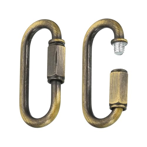MECCANIXITY Chain Connectors, 6mm Thick Quick Link Screw Lock Oval Clips for Chandelier Pendant Lights, Bronze, Pack of 2