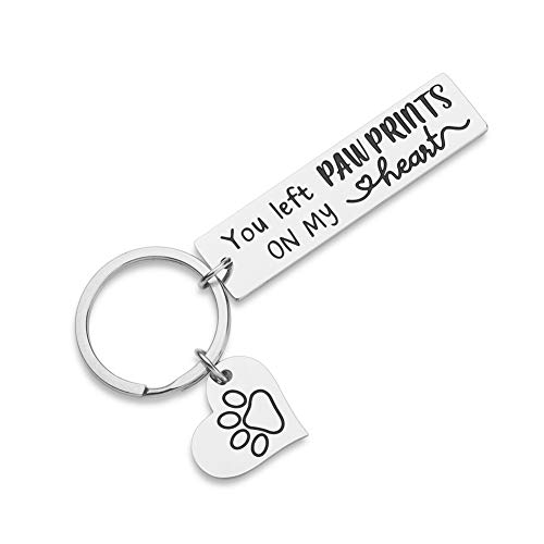 Personalized Memorial Gift Jewelry Keychain Loss of Pet -Custom Made Memorial Charm Dog Cat DIY Crafts-Family Friend Pet Loss Sympathy Memorial Gift Paw Print- You Left Paw Prints On My Hearts
