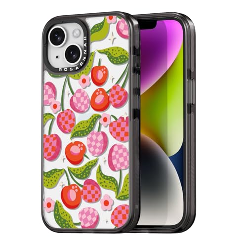 Coque iPhone 14 Rosarnnah noire 6,1 pouces à motif cerise