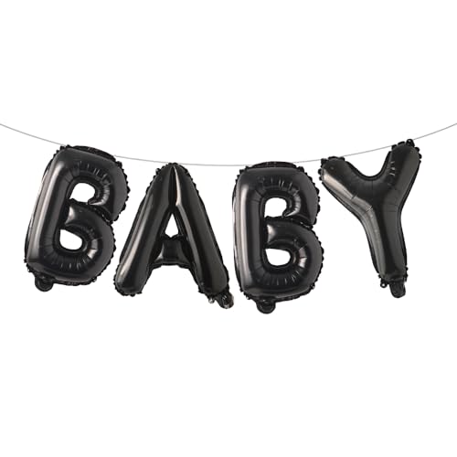 Image of 16 Inch Baby Letter Balloons Multicolor Foil Balloons BABY Balloons, 4 Pcs Foil Aluminum Balloon for kids Birthday, Baby Shower, Wedding, Gender Reveal Party Decorations (BABY Black)