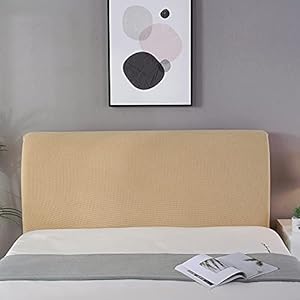 Bed hoofdeinde Slipcover Stretch Protector Effen kleur All-inclusive Stofdichte Rugleuning Slip voor Hout Lederen Hoofdborden Slaapkamer Decor Wasbaar Beige 200-220cm