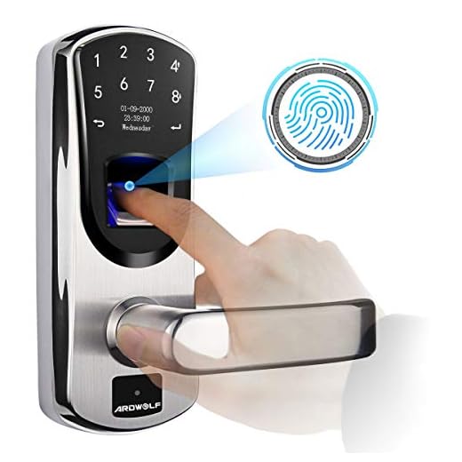 Ardwolf A60 Biometric Door Lock, with Right-Handle, Keyless Entry Fingerprint Lock, Auto-Lock Electronic Keypad Smart Lock with Keys for Garage Homes Front Door, with 304 Stainless Steel