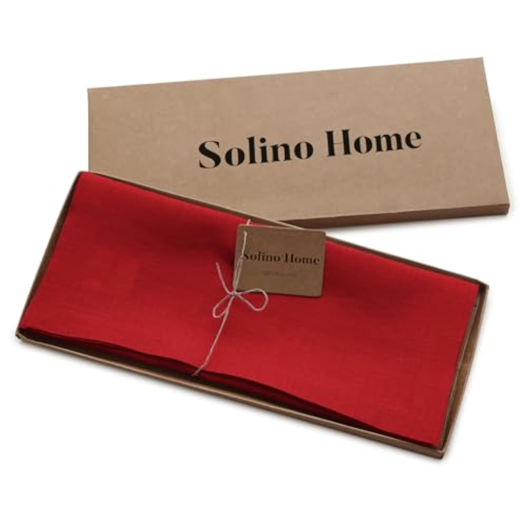 100% Pure Linen Table Runner, Athena, 14 x 48 Inch, Red